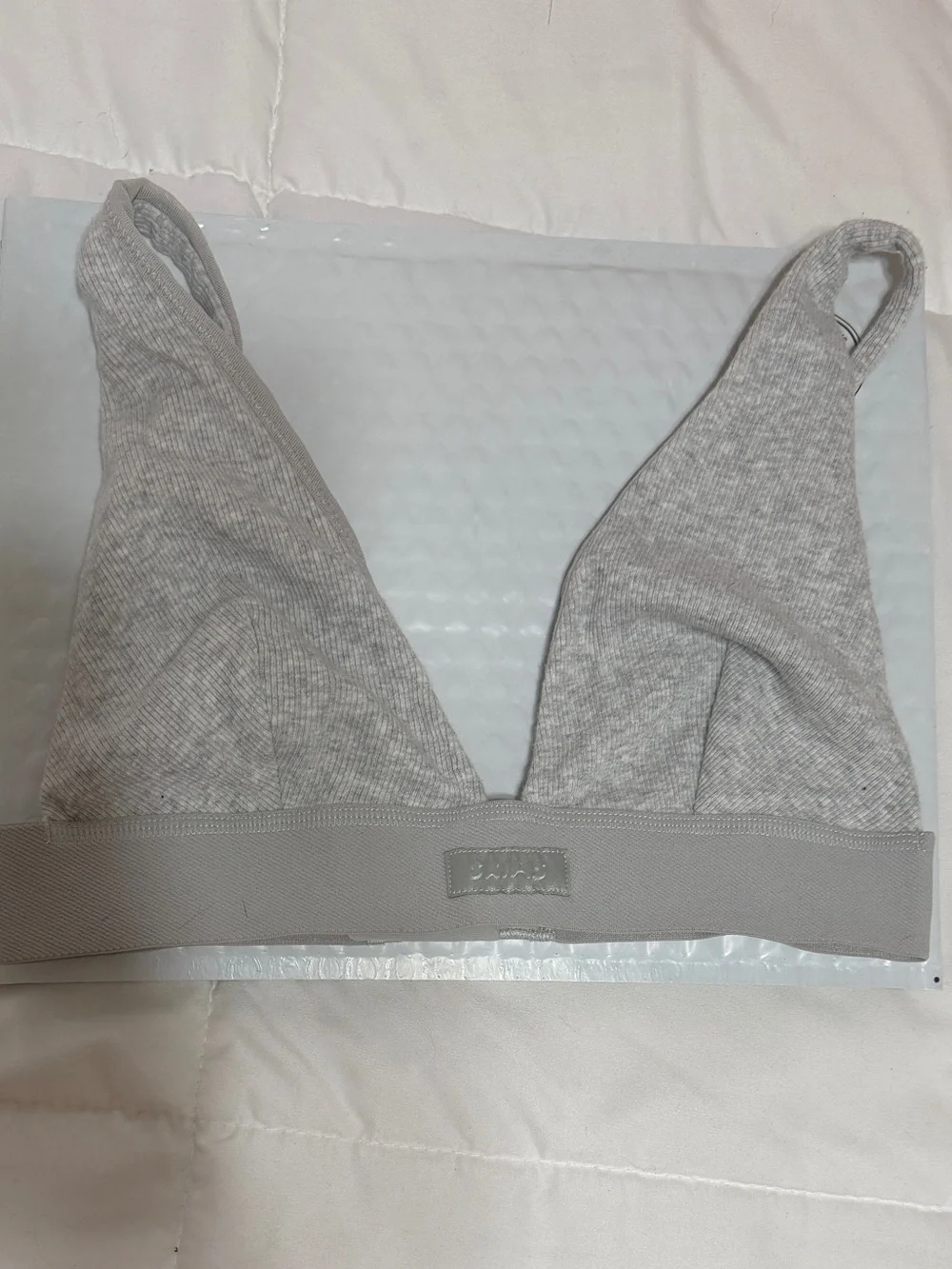 SKIMS Light Gray Ribbed Triangle Bralette